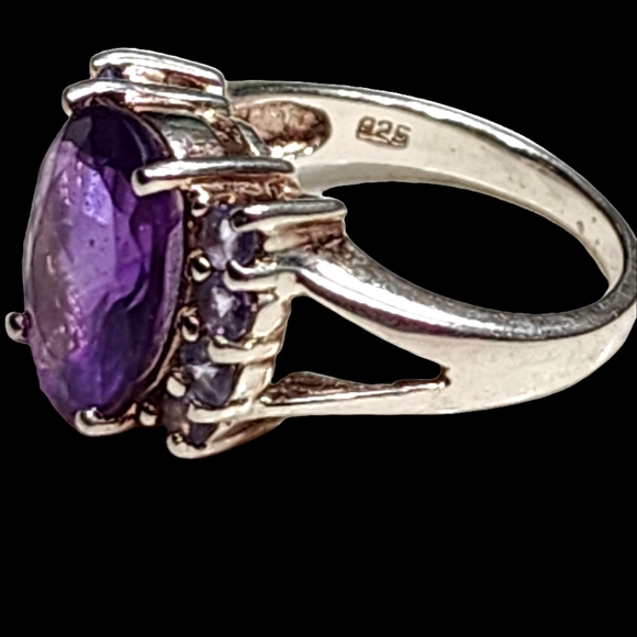 Sterling silver ring with purple amethyst type Stone size 6.5 - Picture 4 of 5
